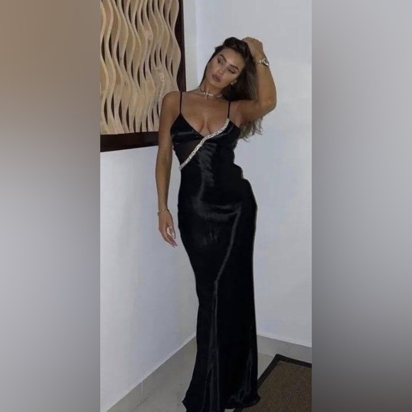 ZARA SATIN EFFECT RHINESTONE DRESS - Picture 3 of 15